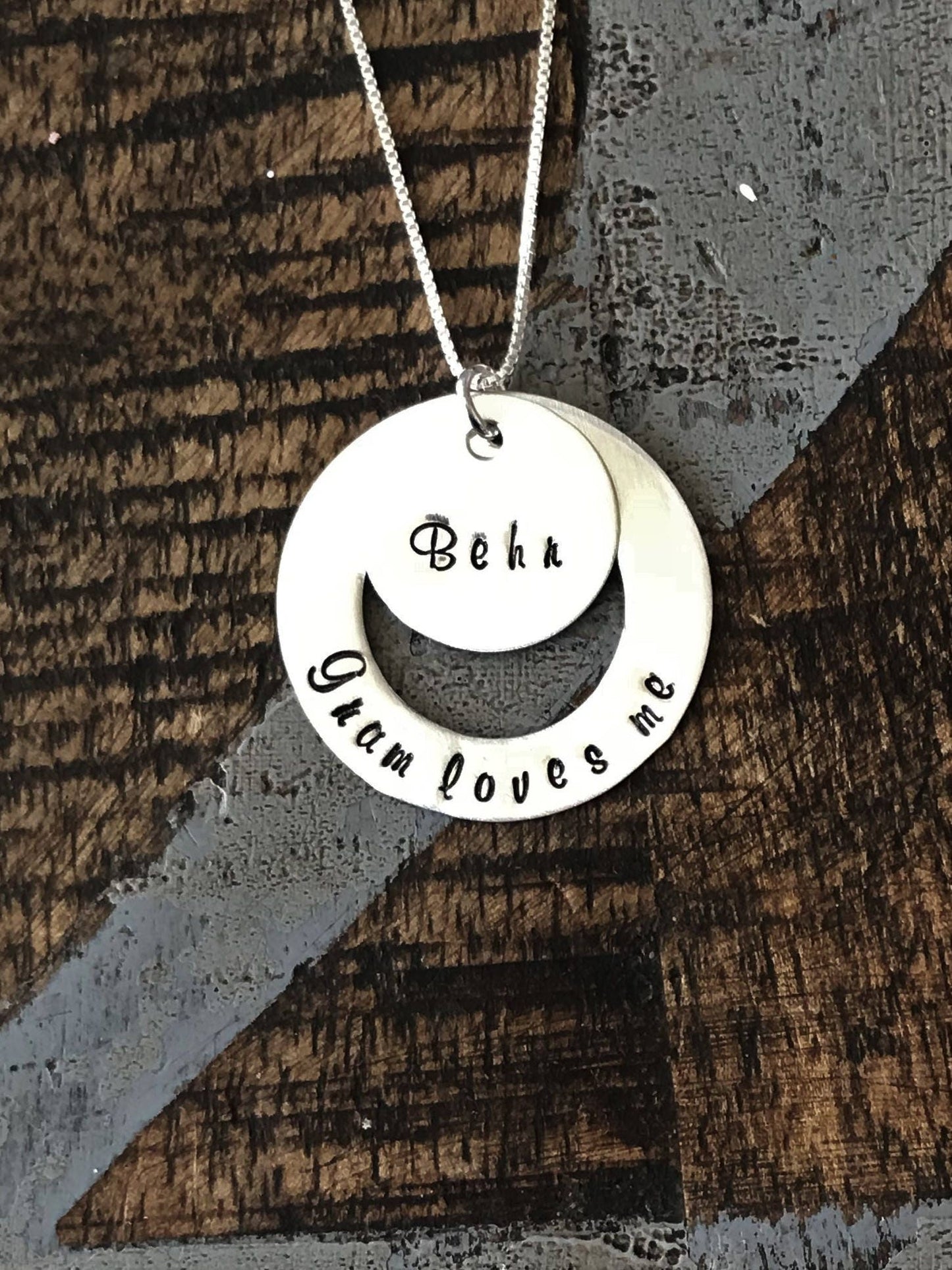 Gram Love Me Necklace Sterling Silver Washer Necklace Personalized Hand Stamped Jewelry Grandma Necklace Gift for Mom Mothers Day Jewelry