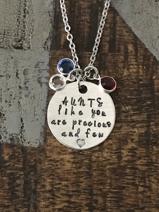 Aunts Like You Are Precious And Few Aunt Necklace Auntie Jewelry Personalized Jewelry Handstamped Jewelry Name Necklace Auntie Necklace