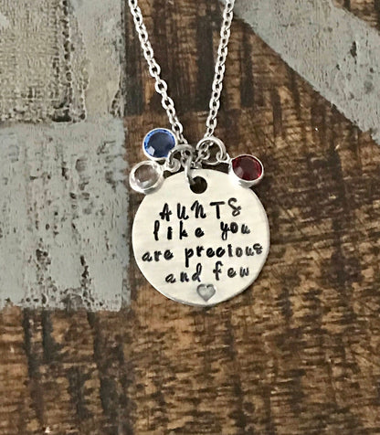 Aunts Like You Are Precious And Few Aunt Necklace Auntie Jewelry Personalized Jewelry Handstamped Jewelry Name Necklace Auntie Necklace