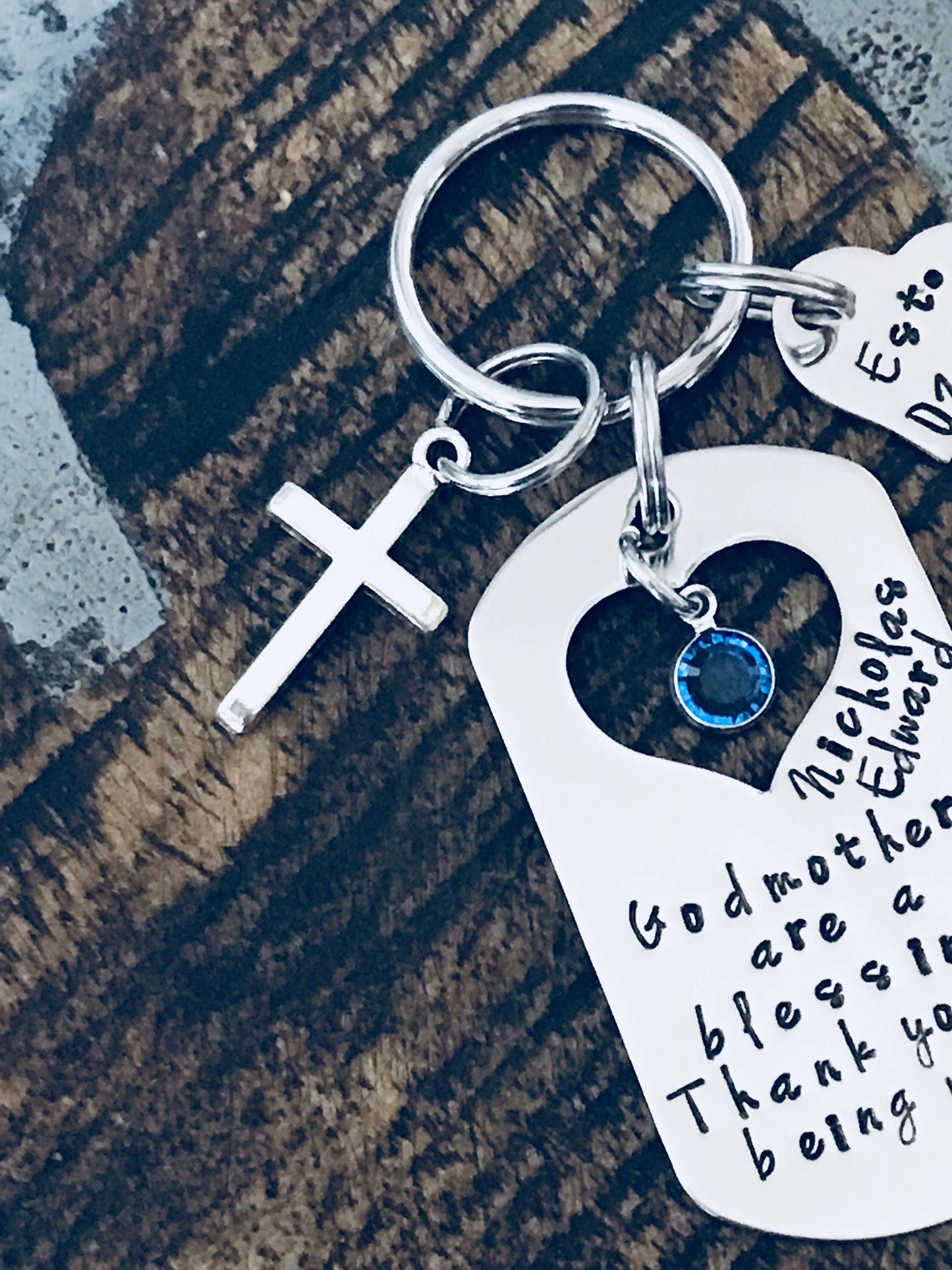 Godmother Keychain Baptism Gift Christening Keychain Handstamped Keychain Custom Keychain Godmothers Are A Blessing Gift for Godmother