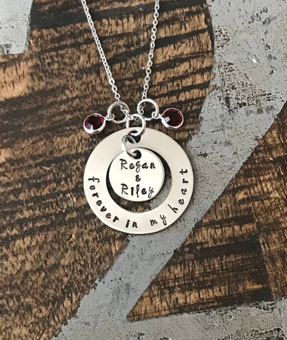 Loss Gift Forever In My Heart Necklace Memorial Necklace Engraved Jewelry Miscarriage Jewelry Mother Jewelry Personalized Jewelry Washer