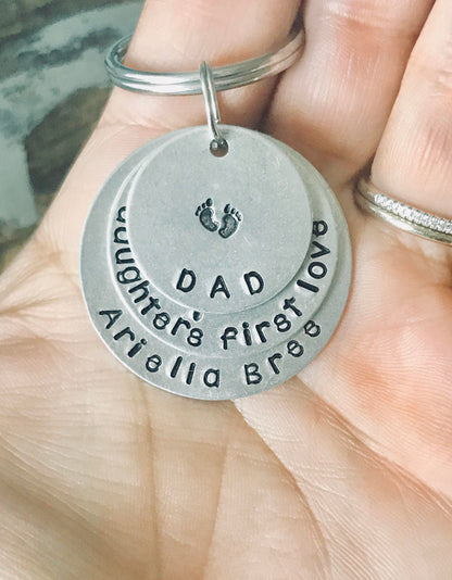Baby Footprint Keychain, Gift For Dad Dad Keychain, Daddy Keychain, New Baby Keychain, Fathers Day Keychain, New Dad Gift New Arrival