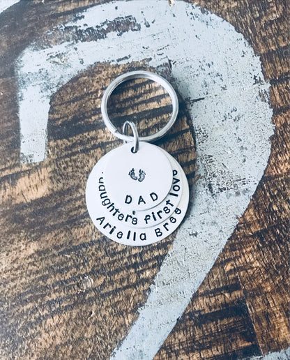 Baby Footprint Keychain, Gift For Dad Dad Keychain, Daddy Keychain, New Baby Keychain, Fathers Day Keychain, New Dad Gift New Arrival