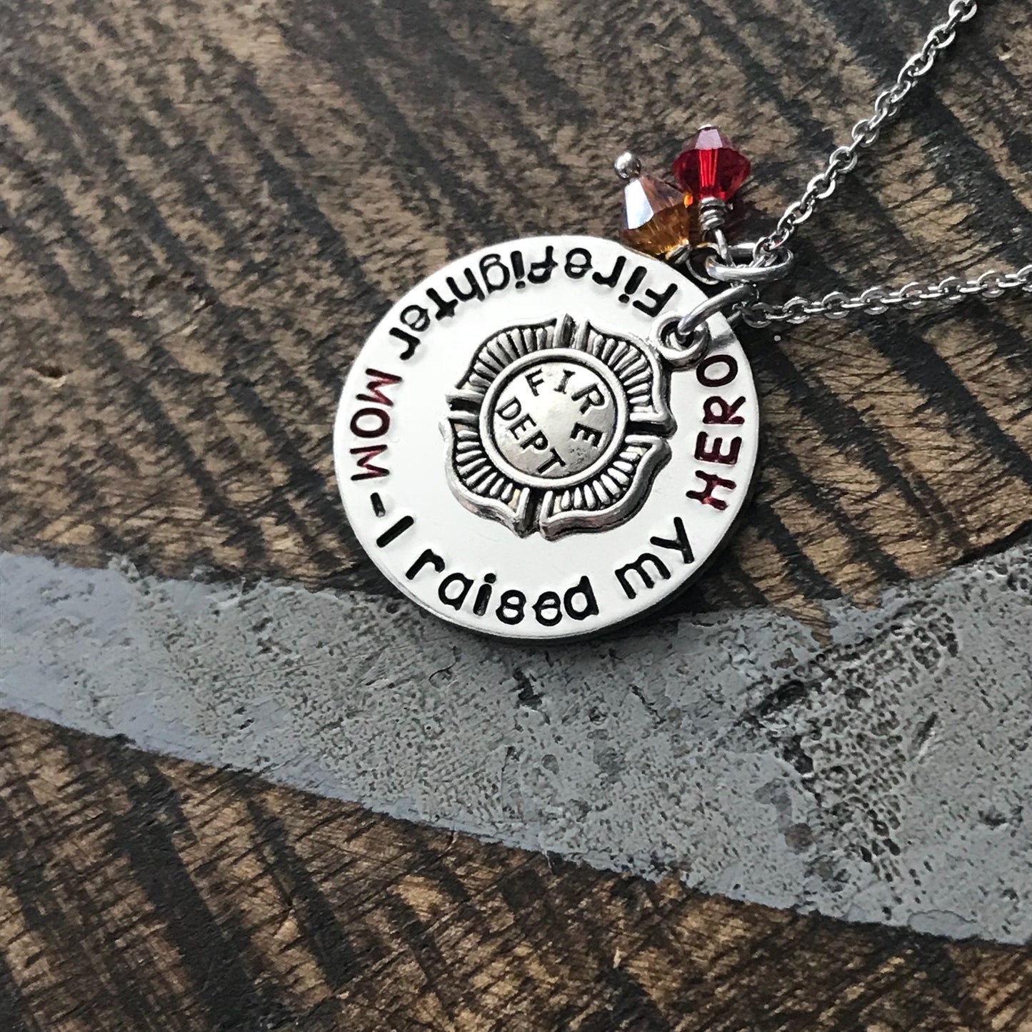 Firefighter Mom Necklace Firefighter Mom Jewelry I raised my HERO Personalized Necklace Firefighter Gift Firefighter Badge