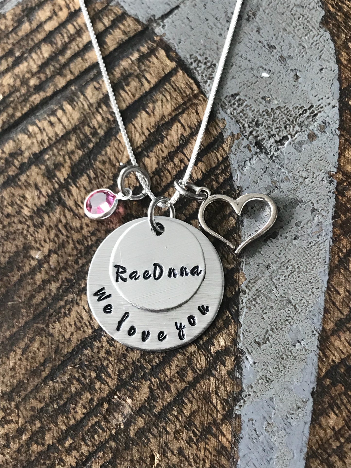 Daughter Necklace We Love You Necklace Handstamped Necklace Personalized Jewelry Handstamped Jewelry Birthstone Necklace Gift for Daughter