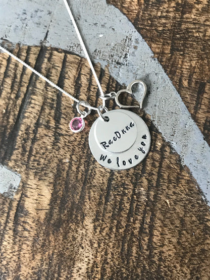 Daughter Necklace We Love You Necklace Handstamped Necklace Personalized Jewelry Handstamped Jewelry Birthstone Necklace Gift for Daughter