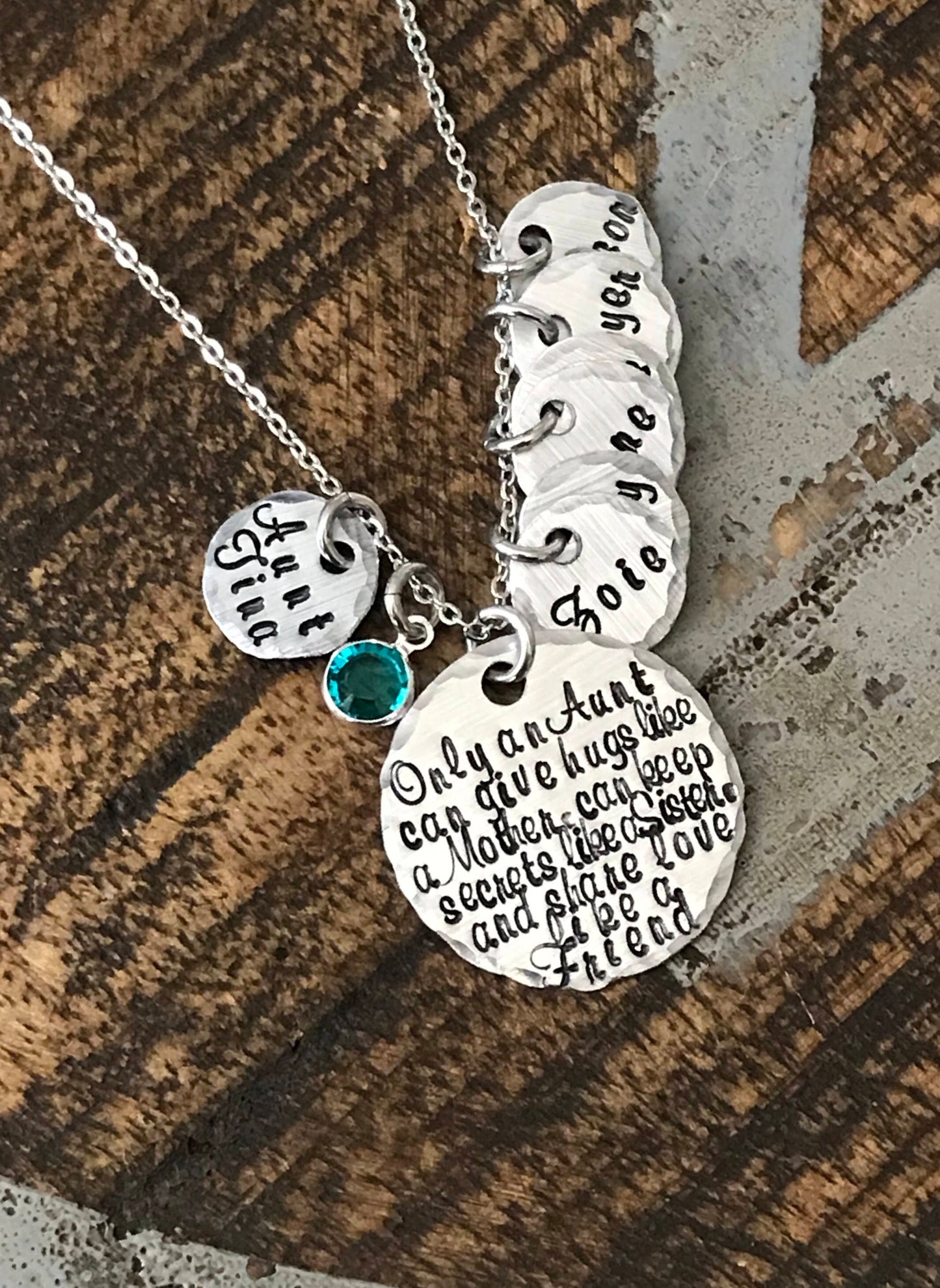 Only an Aunt Necklace Aunt Necklace Auntie Jewelry Personalized Jewelry Handstamped Jewelry Name Necklace Auntie Necklace