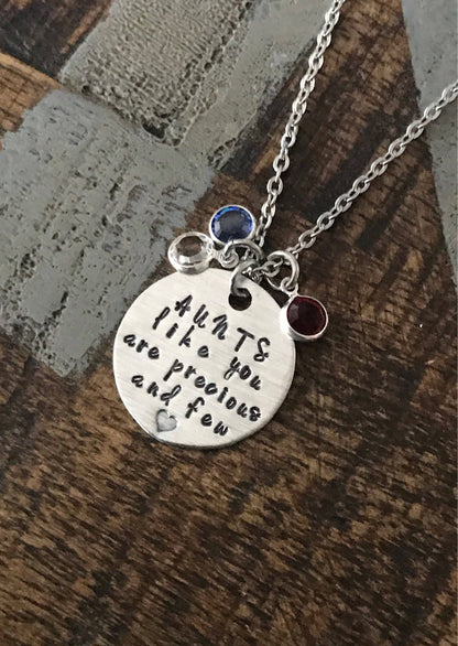 Aunts Like You Are Precious And Few Aunt Necklace Auntie Jewelry Personalized Jewelry Handstamped Jewelry Name Necklace Auntie Necklace