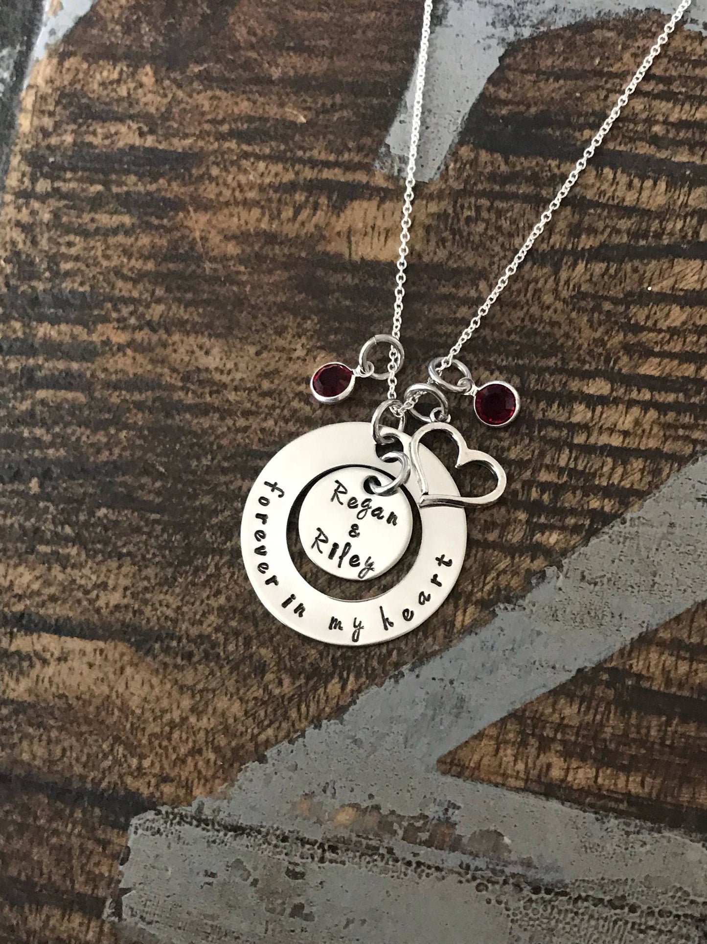 Forever In My Heart Necklace Memorial Necklace Engraved Jewelry Miscarriage Jewelry Mother Jewelry Personalized Jewelry Washer Necklace