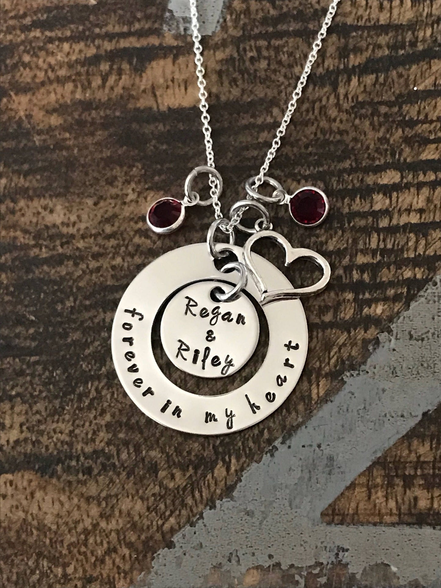 Forever In My Heart Necklace Memorial Necklace Engraved Jewelry Miscarriage Jewelry Mother Jewelry Personalized Jewelry Washer Necklace