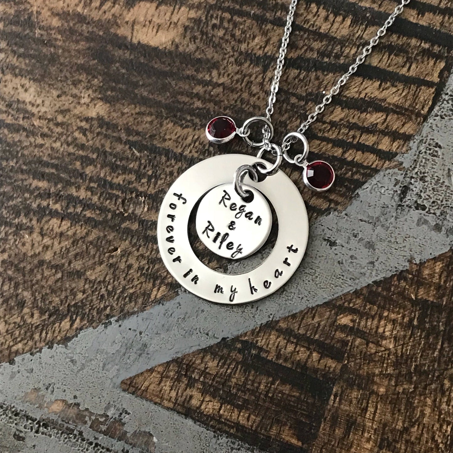 Loss Gift Forever In My Heart Necklace Memorial Necklace Engraved Jewelry Miscarriage Jewelry Mother Jewelry Personalized Jewelry Washer