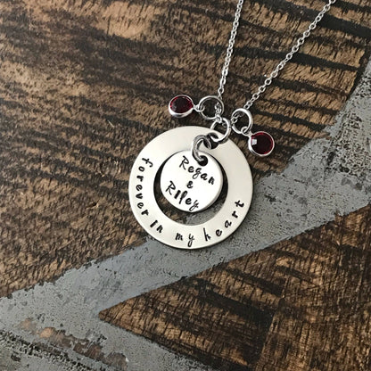 Loss Gift Forever In My Heart Necklace Memorial Necklace Engraved Jewelry Miscarriage Jewelry Mother Jewelry Personalized Jewelry Washer