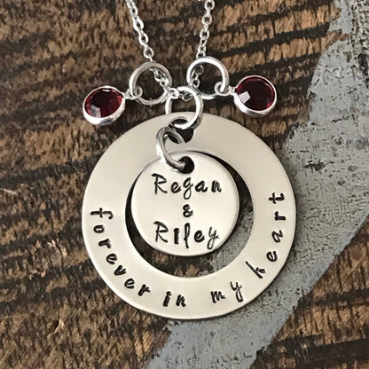 Loss Gift Forever In My Heart Necklace Memorial Necklace Engraved Jewelry Miscarriage Jewelry Mother Jewelry Personalized Jewelry Washer