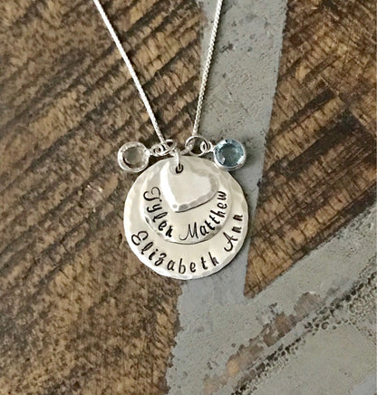 Nana Necklace Sterling Silver Necklace Layered Necklace Handstamped Necklace Personalize Jewelry Grandma Jewelry Custom Necklace