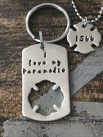 I Love My Paramedic Keychain Personalized Paramedic Wife Necklace EMT Wife Jewelry Paramedic Girlfriend Necklace Paramedic Wife Gift Custom
