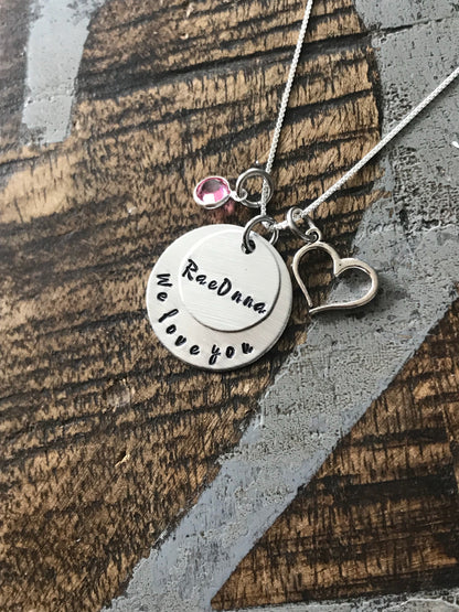 Daughter Necklace We Love You Necklace Handstamped Necklace Personalized Jewelry Handstamped Jewelry Birthstone Necklace Gift for Daughter