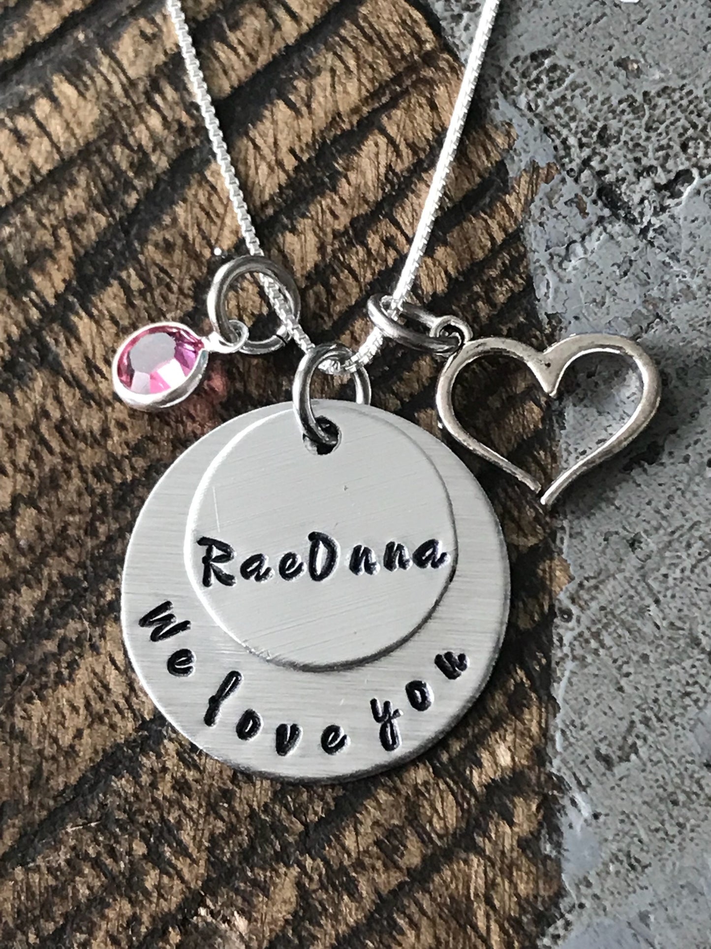 Daughter Necklace We Love You Necklace Handstamped Necklace Personalized Jewelry Handstamped Jewelry Birthstone Necklace Gift for Daughter
