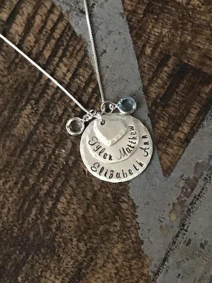 Nana Necklace Sterling Silver Necklace Layered Necklace Handstamped Necklace Personalize Jewelry Grandma Jewelry Custom Necklace