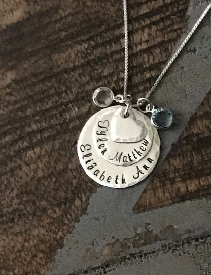 Nana Necklace Sterling Silver Necklace Layered Necklace Handstamped Necklace Personalize Jewelry Grandma Jewelry Custom Necklace