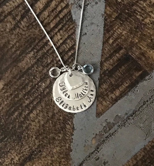 Nana Necklace Sterling Silver Necklace Layered Necklace Handstamped Necklace Personalize Jewelry Grandma Jewelry Custom Necklace