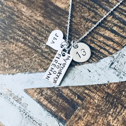 Fireman Necklace Firefighter Necklace Firemans Wife Necklace Personalized Firefighter Necklace Badge Number Necklace Firefighter Wife Gift