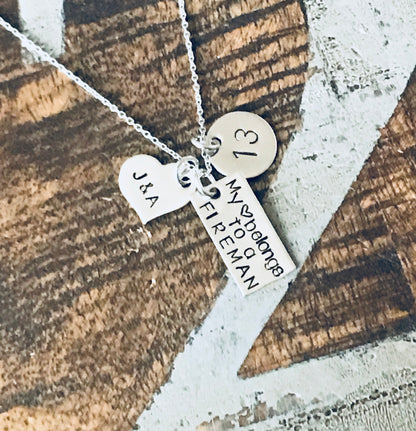 Fireman Necklace Firefighter Necklace Firemans Wife Necklace Personalized Firefighter Necklace Badge Number Necklace Firefighter Wife Gift