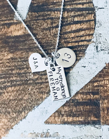 Fireman Necklace Firefighter Necklace Firemans Wife Necklace Personalized Firefighter Necklace Badge Number Necklace Firefighter Wife Gift