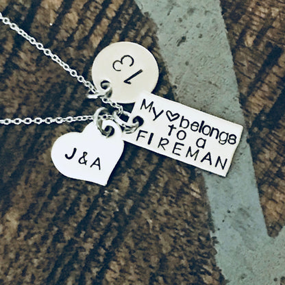 Fireman Necklace Firefighter Necklace Firemans Wife Necklace Personalized Firefighter Necklace Badge Number Necklace Firefighter Wife Gift
