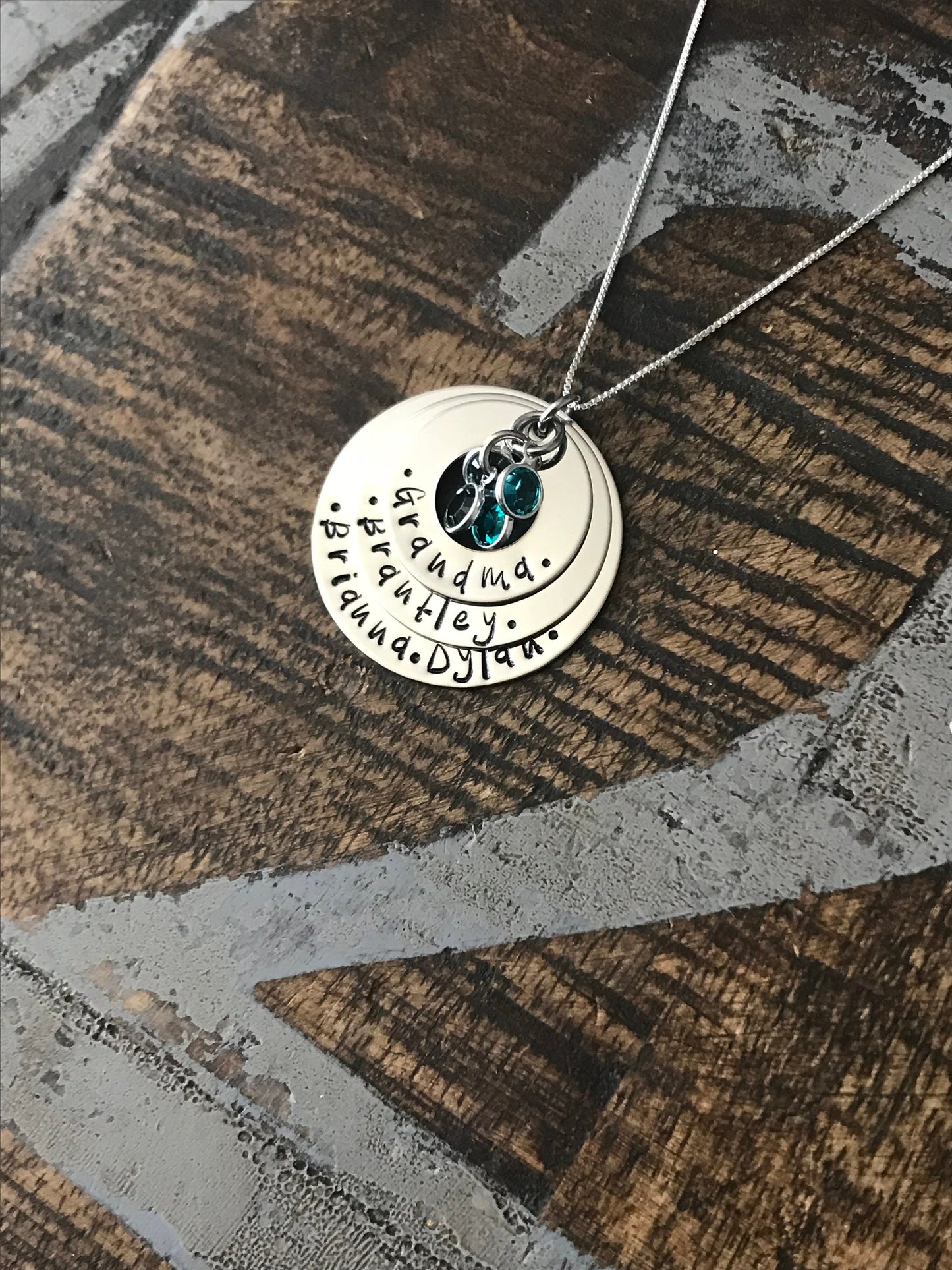 Personalized Necklace Mothers Day Gift Customized Washer Necklace Birthstone Necklace Grandma Necklace Handstamped Necklace Mom Necklace