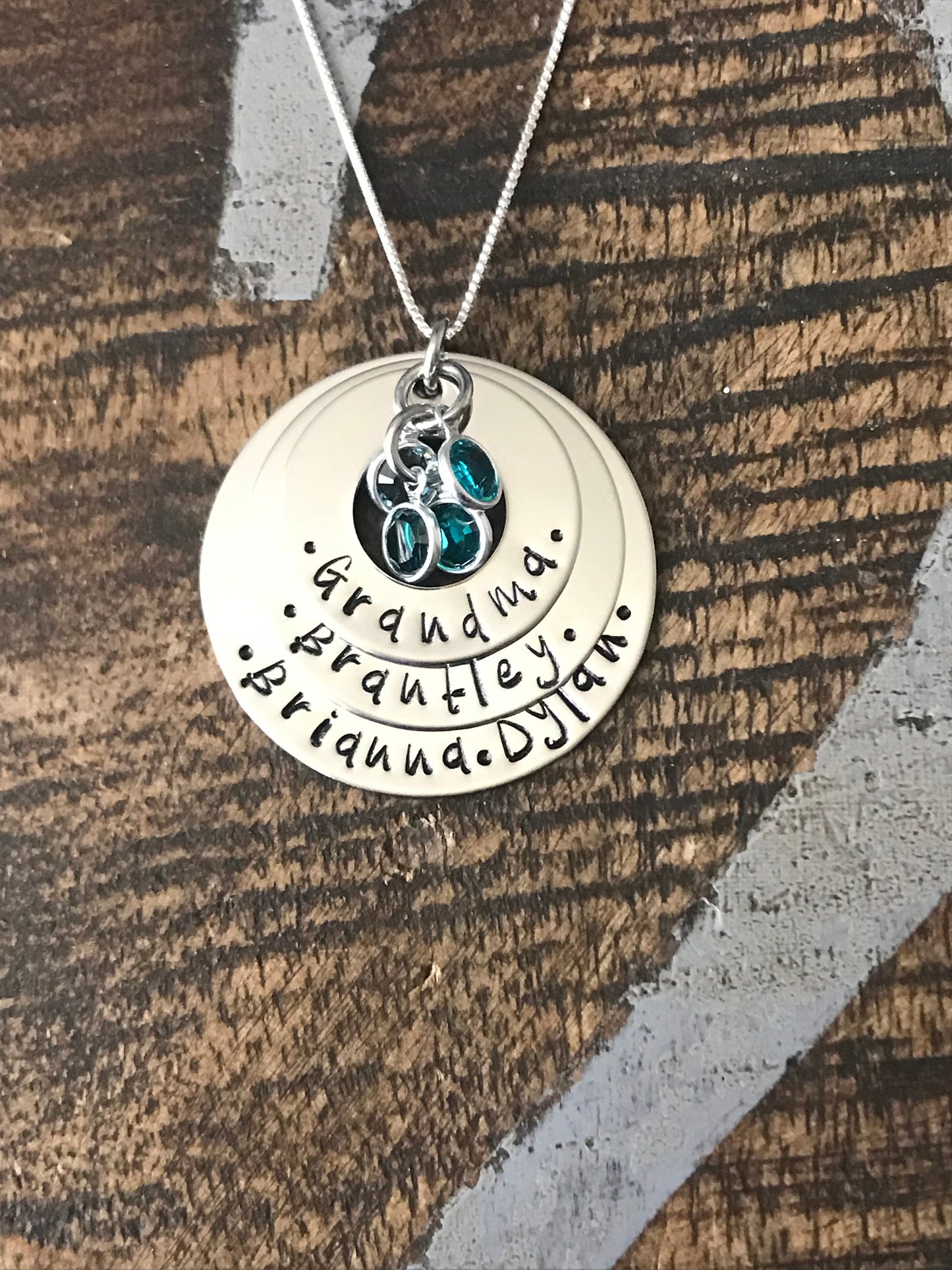 Personalized Necklace Mothers Day Gift Customized Washer Necklace Birthstone Necklace Grandma Necklace Handstamped Necklace Mom Necklace
