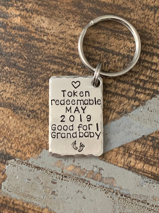 Grandpa Keychain New Grandma Gift Grandma Keychain Grandpa Keychain Grandchild Token New Mom Gift Baby Announcement Keychain