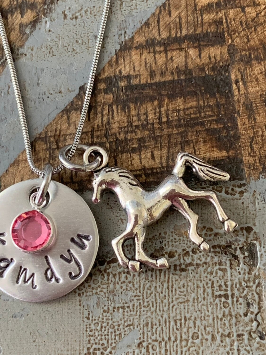 Girls Horse Necklace Horse Jewelry Name  Necklace Horse Lover Gift Birthday Necklace Girls Christmas Gift