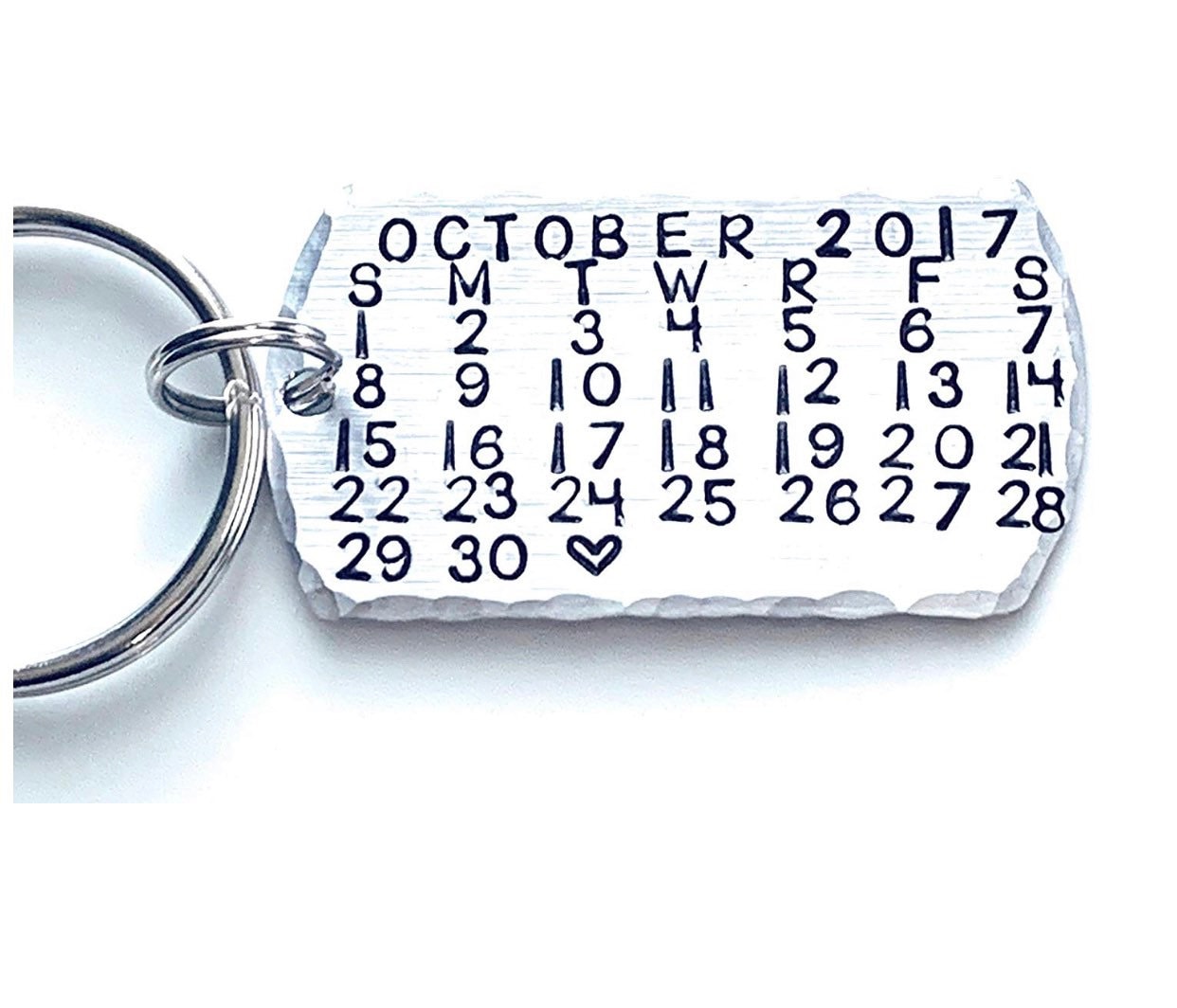 Calendar Keychain Date Keychain Calendar Gift Anniversary Gift Handstamped Calendar Handstamped Keychain Custom Keychain Dogtag Keychain