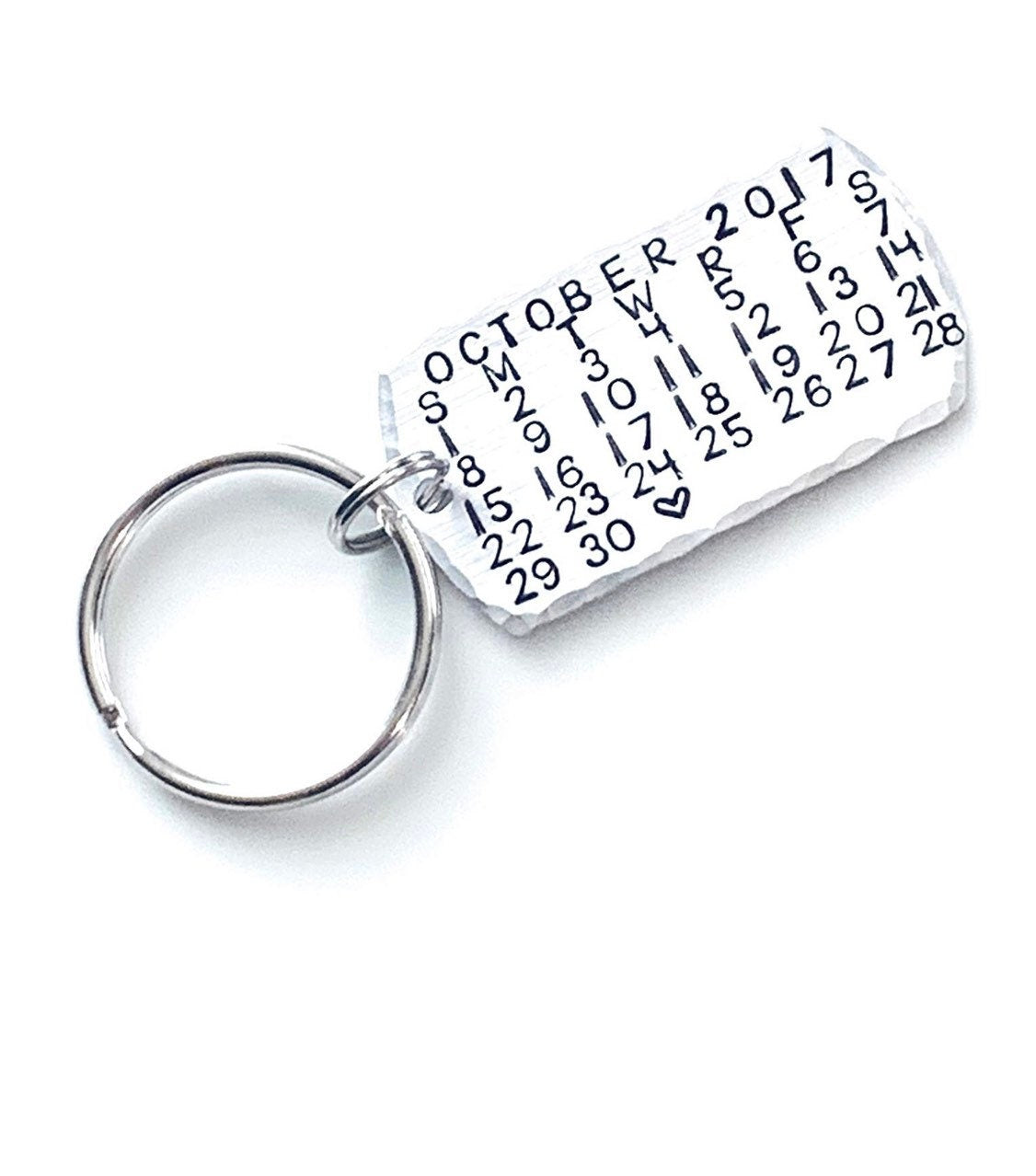 Calendar Keychain Date Keychain Calendar Gift Anniversary Gift Handstamped Calendar Handstamped Keychain Custom Keychain Dogtag Keychain