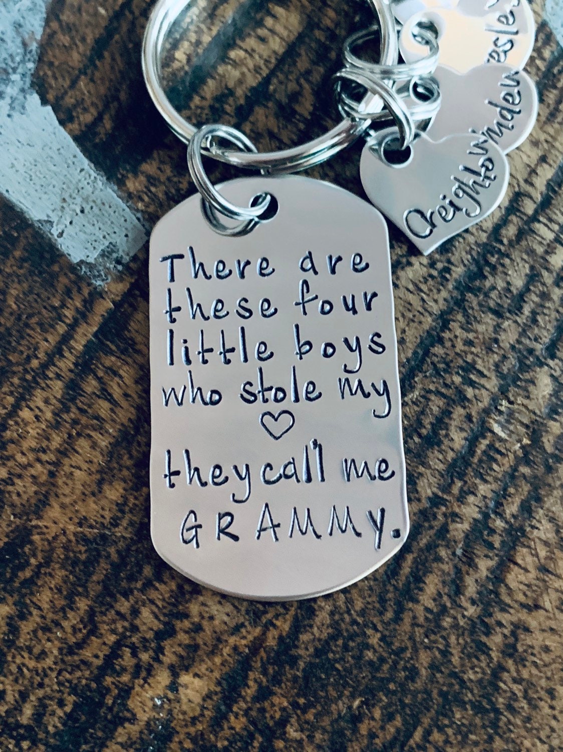 These Boys Stole My Heart Keychain Grammy Keychain Handstamped Keychain Gift for New Grandma Keychain This boy Stole my Heart