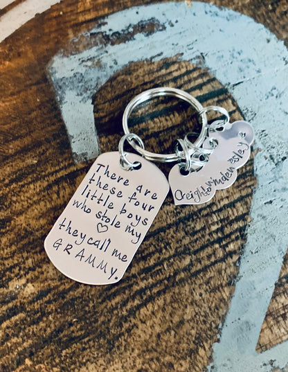 These Boys Stole My Heart Keychain Grammy Keychain Handstamped Keychain Gift for New Grandma Keychain This boy Stole my Heart
