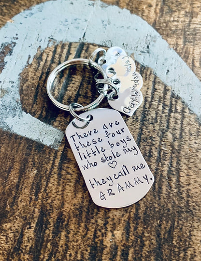 These Boys Stole My Heart Keychain Grammy Keychain Handstamped Keychain Gift for New Grandma Keychain This boy Stole my Heart