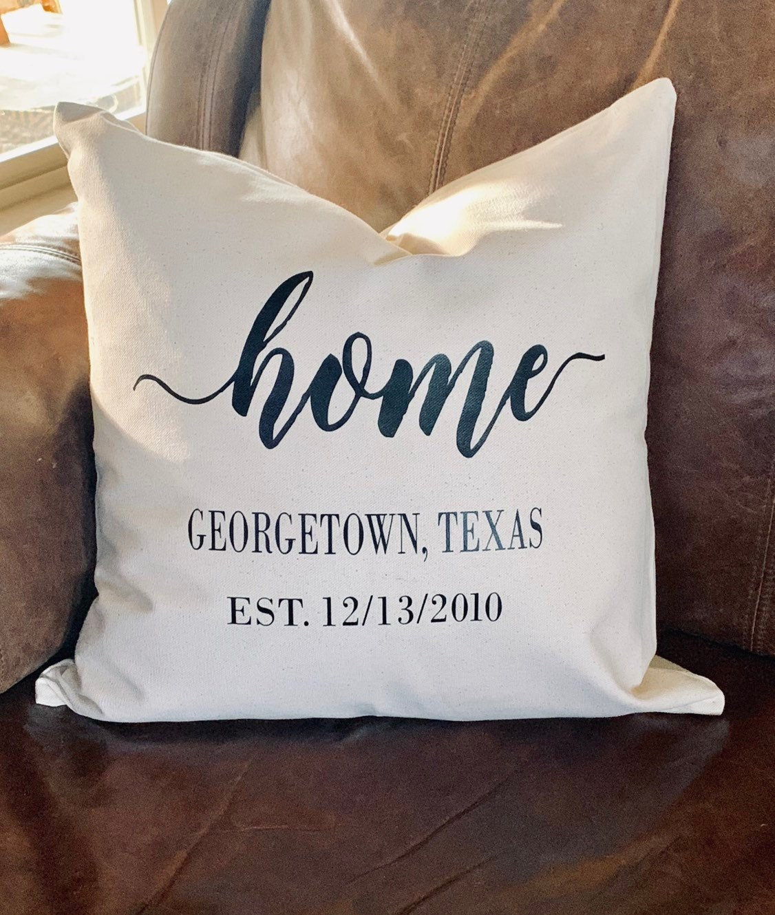 Personalized Home Pillow Cover: New Home, Established Date, Couples Gift