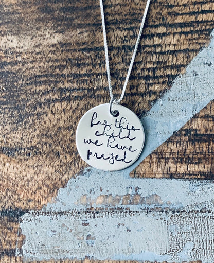 Adoption Jewelry For This Child We Have Prayed Mommy Necklace Mom Jewelry New Birth Gift Baby Shower Gift Gifts for Mom Sterling Silver Neck