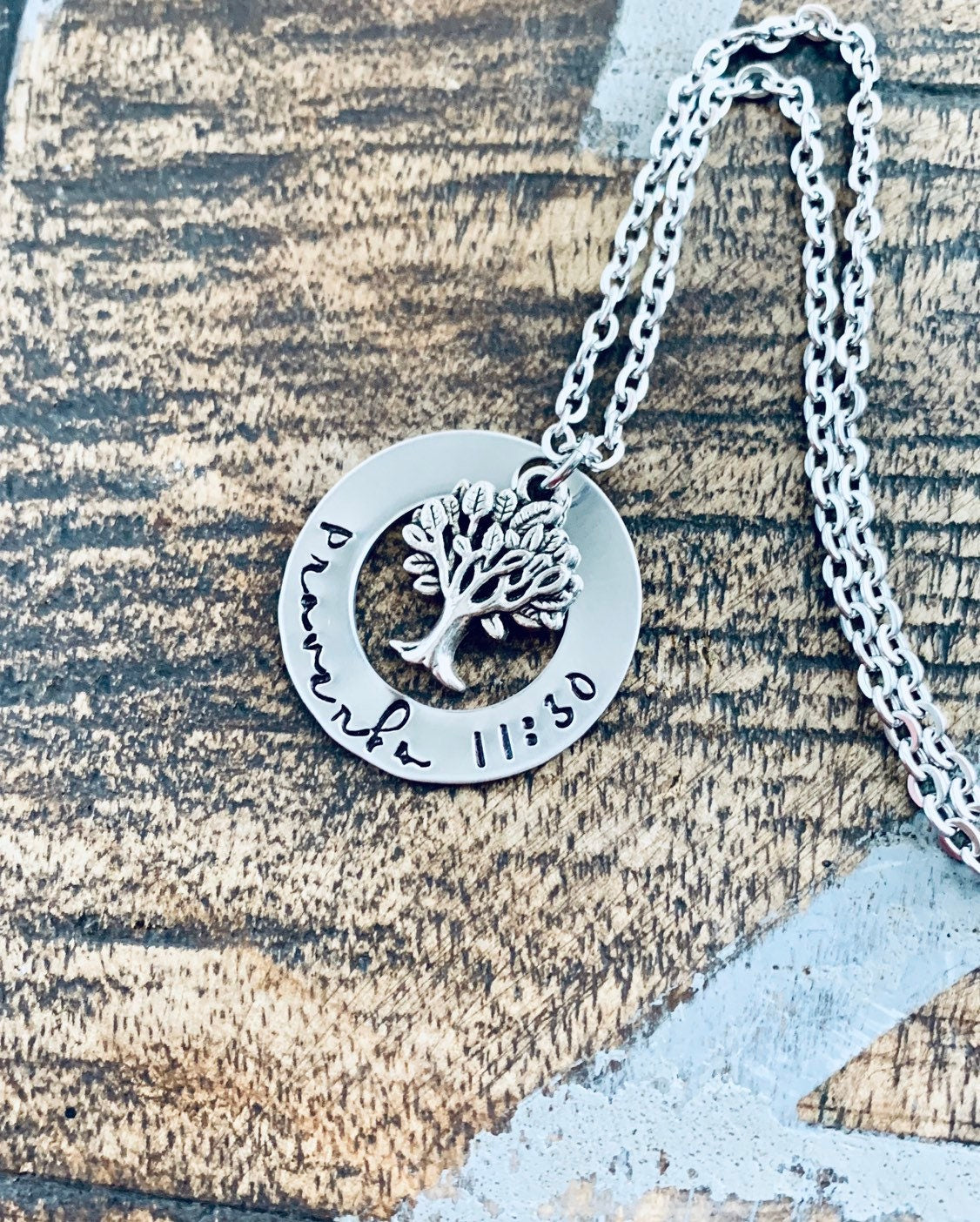 Proverbs 11:30 Necklace Christian necklace family tree jewelry Handstamped necklace Christening gift Baptism Jewelry