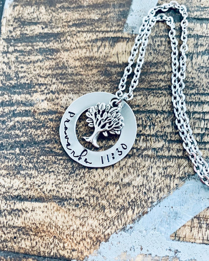 Proverbs 11:30 Necklace Christian necklace family tree jewelry Handstamped necklace Christening gift Baptism Jewelry