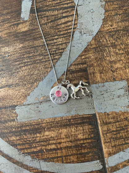 Girls Horse Necklace Horse Jewelry Name  Necklace Horse Lover Gift Birthday Necklace Girls Christmas Gift