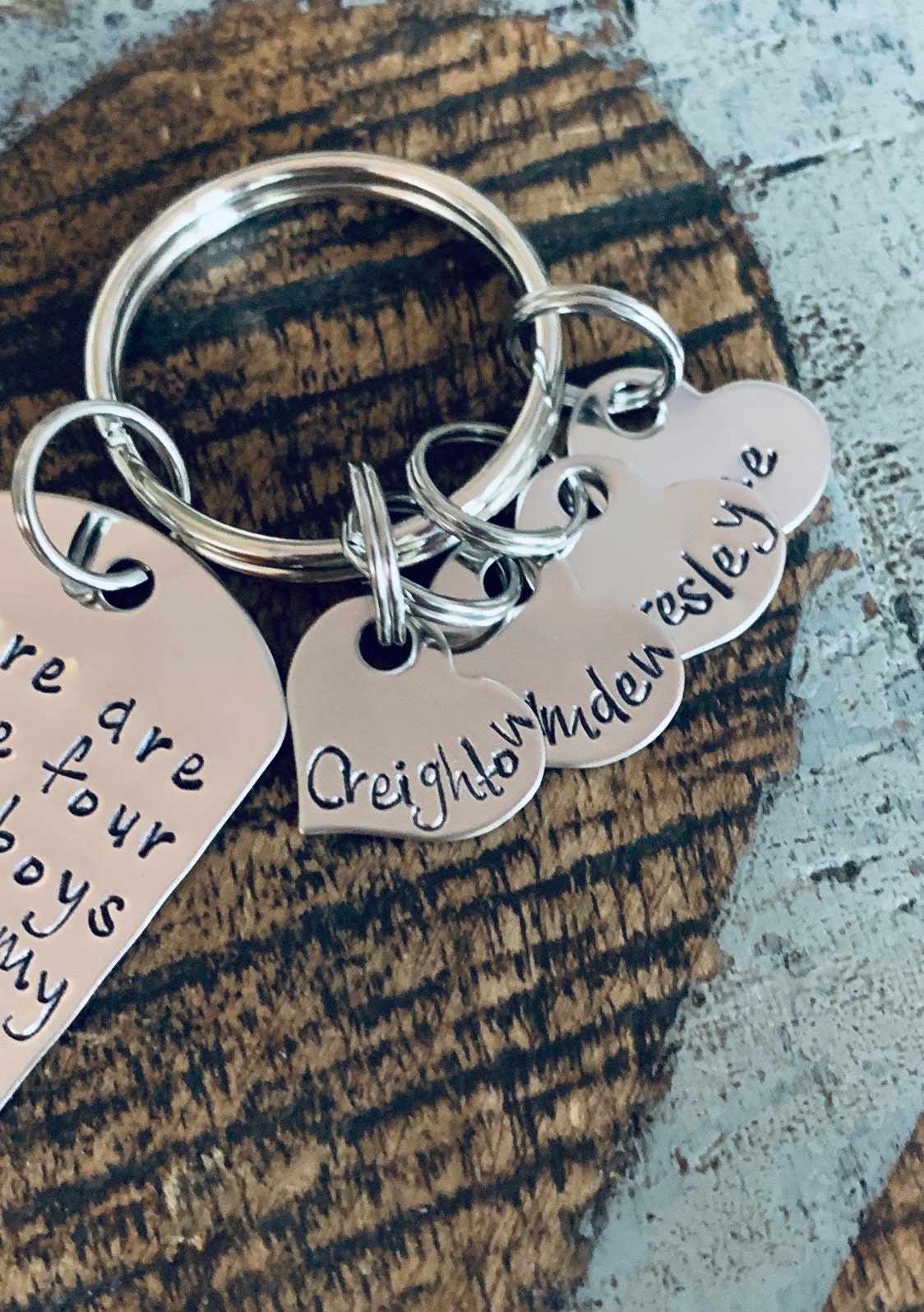 These Boys Stole My Heart Keychain Grammy Keychain Handstamped Keychain Gift for New Grandma Keychain This boy Stole my Heart