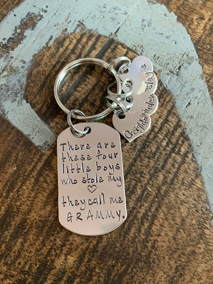 These Boys Stole My Heart Keychain Grammy Keychain Handstamped Keychain Gift for New Grandma Keychain This boy Stole my Heart