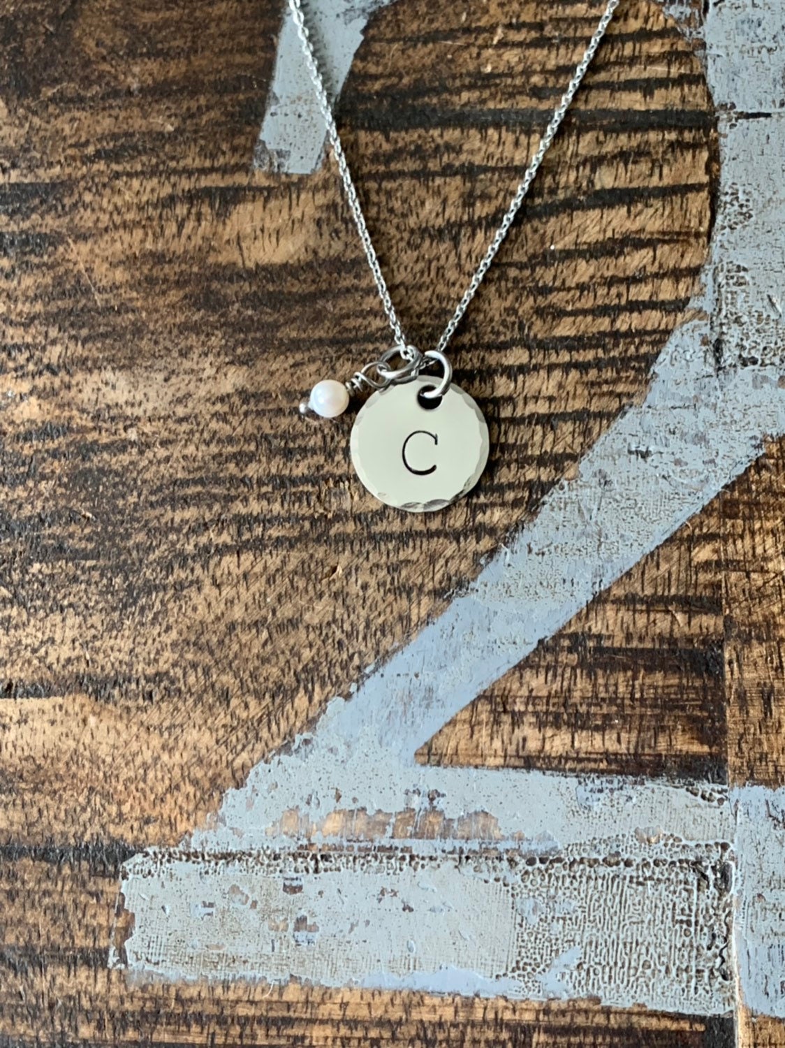 Tiny Initial Necklace Silver Letter Necklace Layering Charm Necklace Bridesmaid Jewelry Gift for Mom Initial Jewelry with Pearl Dangle