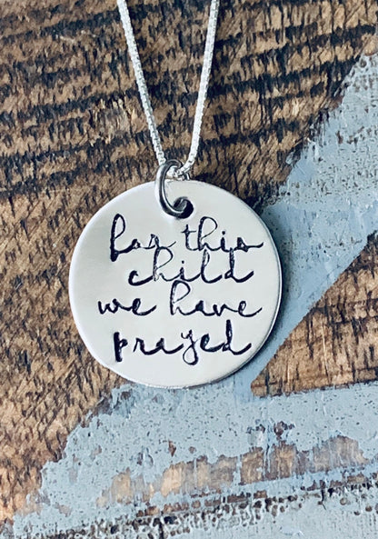 Adoption Jewelry For This Child We Have Prayed Mommy Necklace Mom Jewelry New Birth Gift Baby Shower Gift Gifts for Mom Sterling Silver Neck
