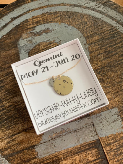 Zodiac Jewelry Gold Constellation Necklace Zodiac Necklace Celestial Jewelry Gemini Necklace Gift for her Zodiac Gift Gemini Jewelry