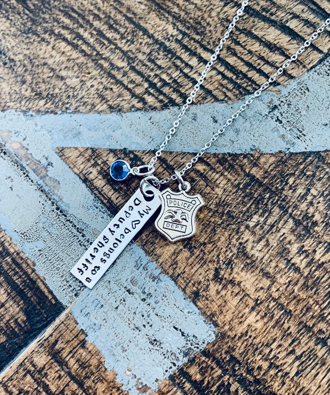 Deputy Sheriff Necklace Deputy Sheriff Wife Police Badge Law Enforcement Gift Deputy Sheriff Mom Law Enforcement Necklace My Heart Belongs