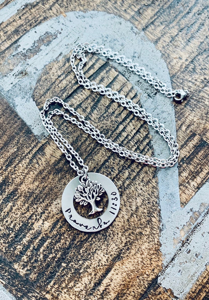 Proverbs 11:30 Necklace Christian necklace family tree jewelry Handstamped necklace Christening gift Baptism Jewelry