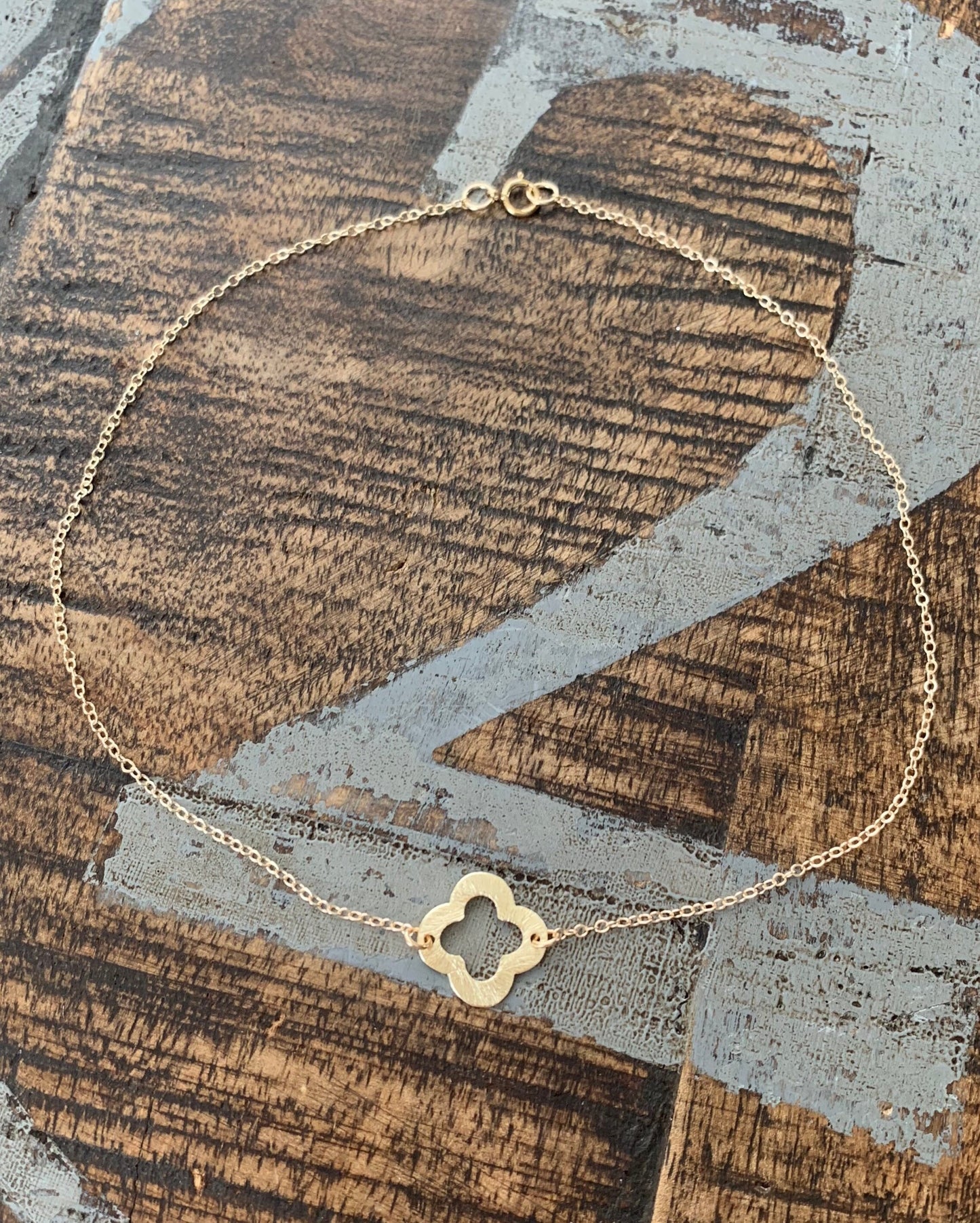 Gold Necklace Quatrefoil Necklace Dainty Gold Necklace Bridesmaid Necklace Bridesmaids Gifts gifts for her best friend gifts gold filled